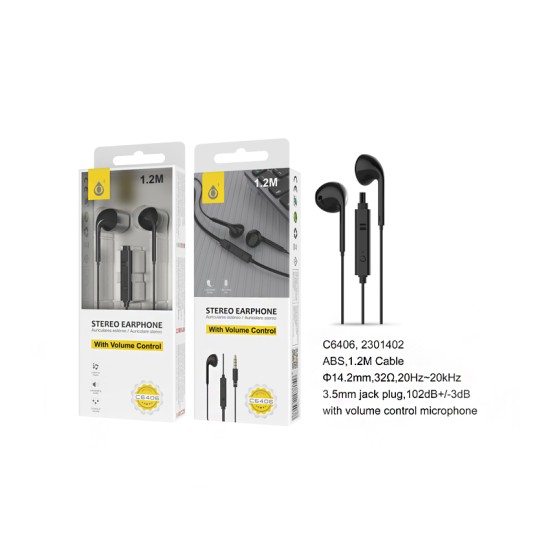 ONEPLUS EARPHONES C6406 NE WITH MICROPHONE 1.2M BLACK